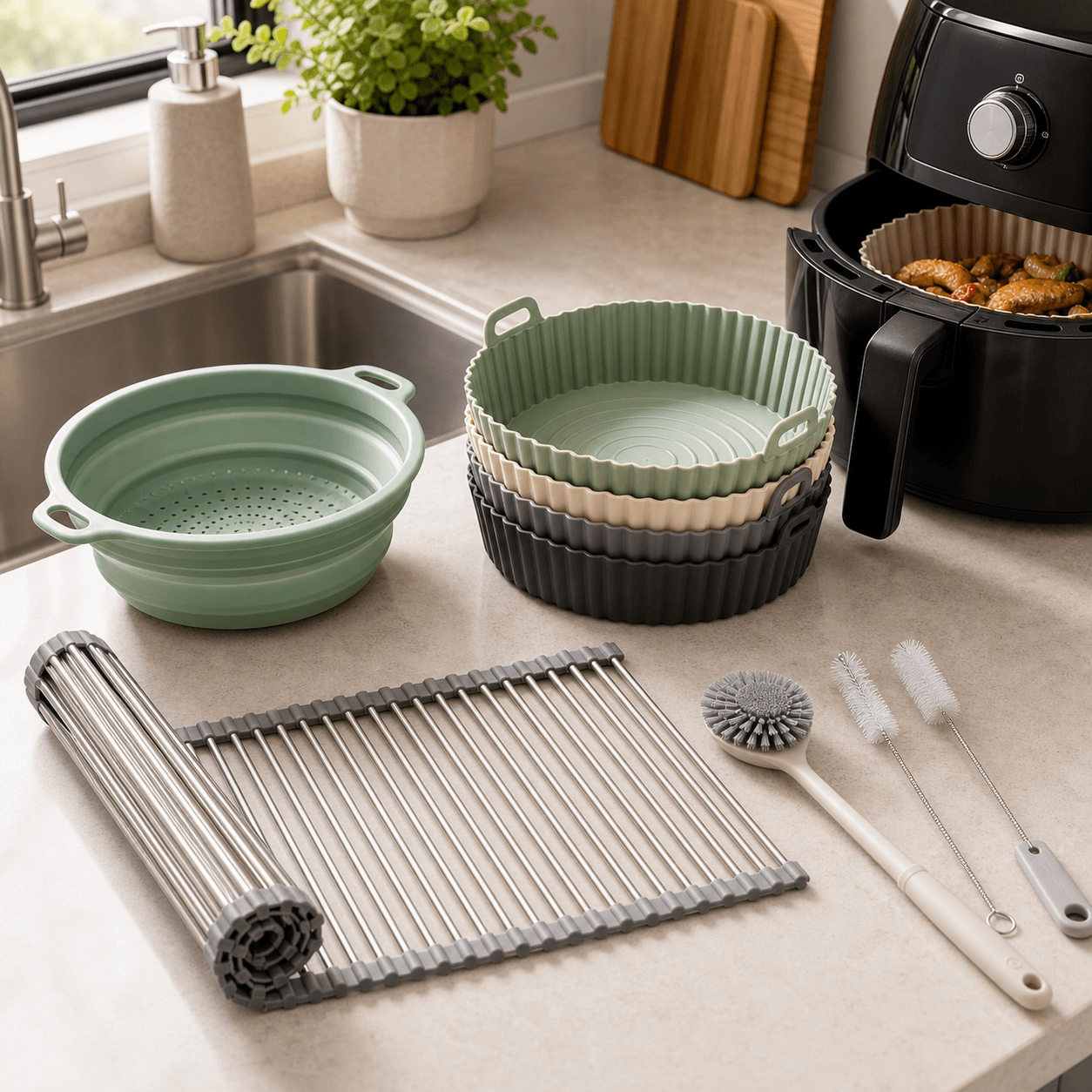Tapete de Silicone Reutilizável para Air Fryer