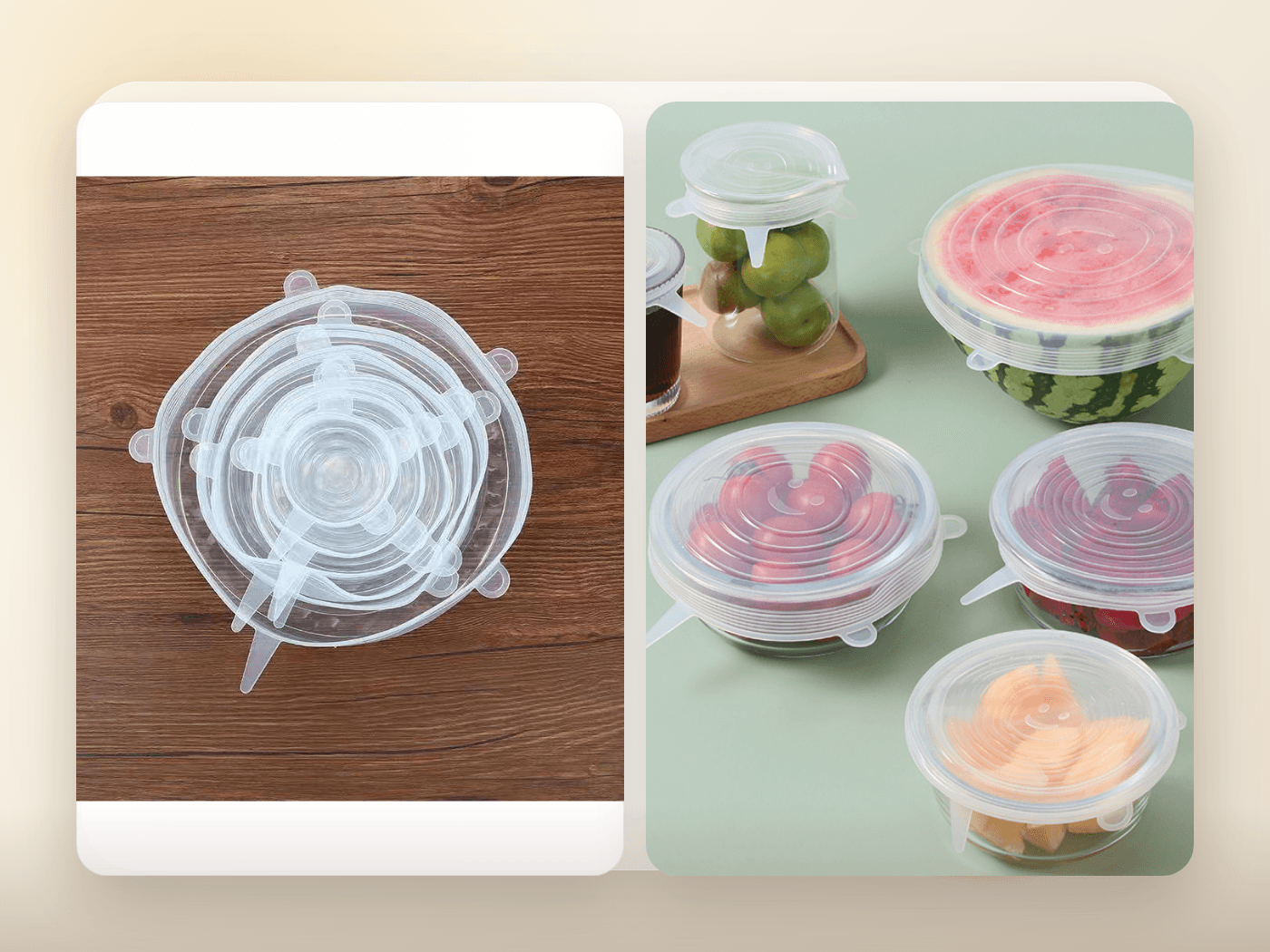 Kit Tampas de Silicone para Microondas em uso