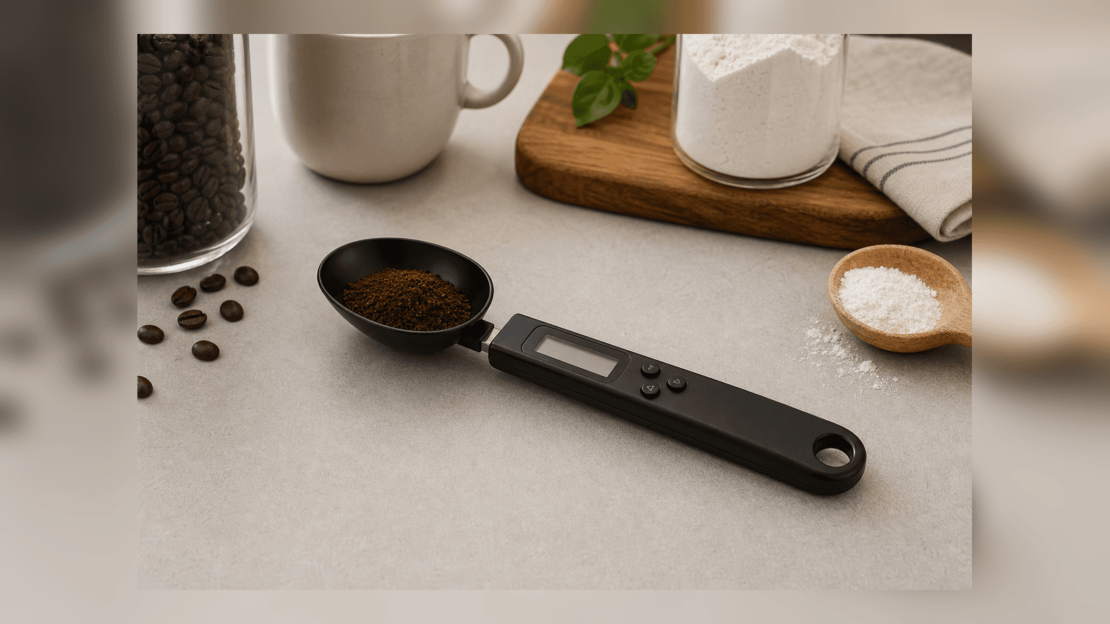 Colher Balança Digital para Cozinha em uso