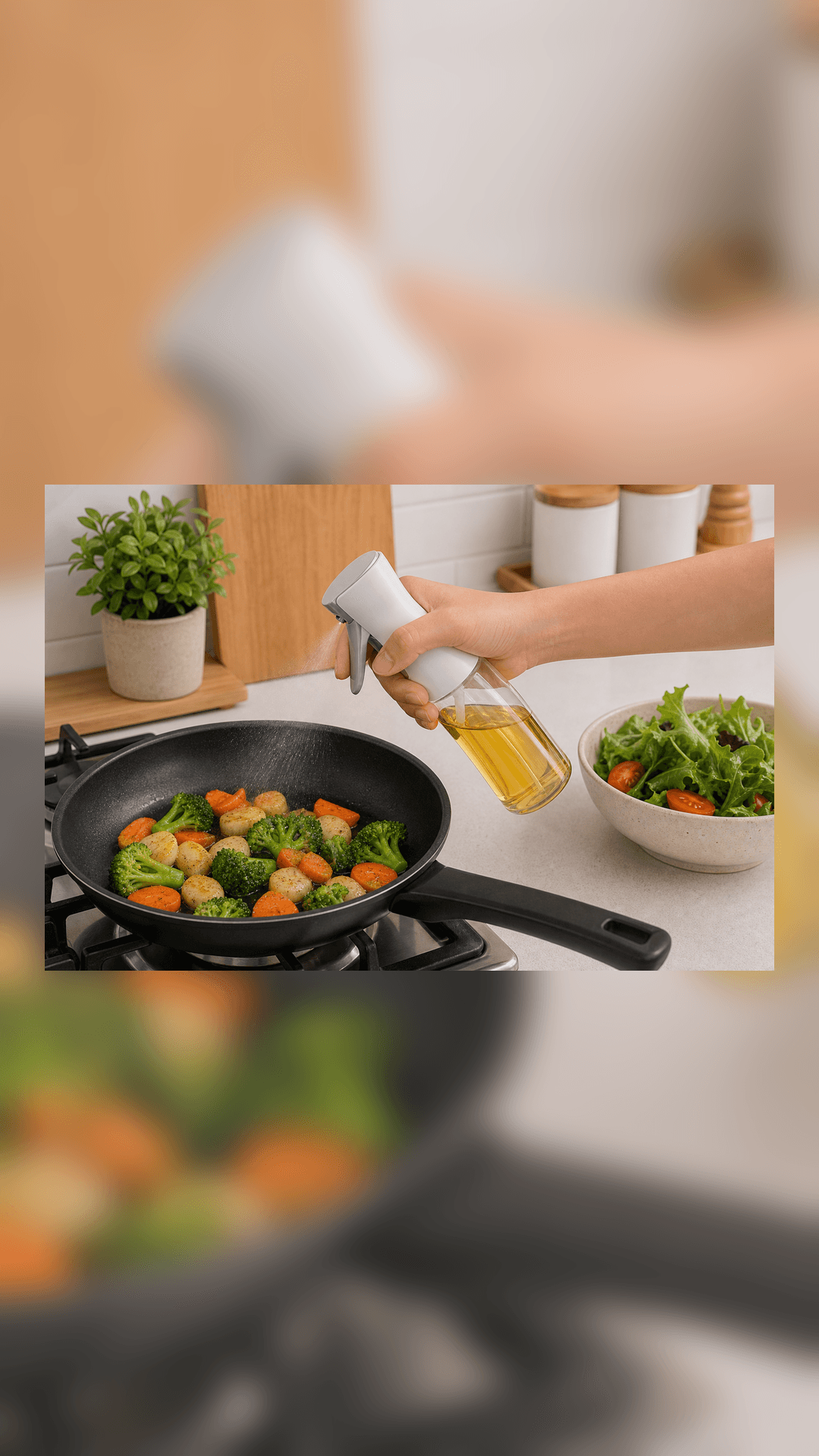 Dispensador de Óleo Spray para Cozinha em contexto de uso
