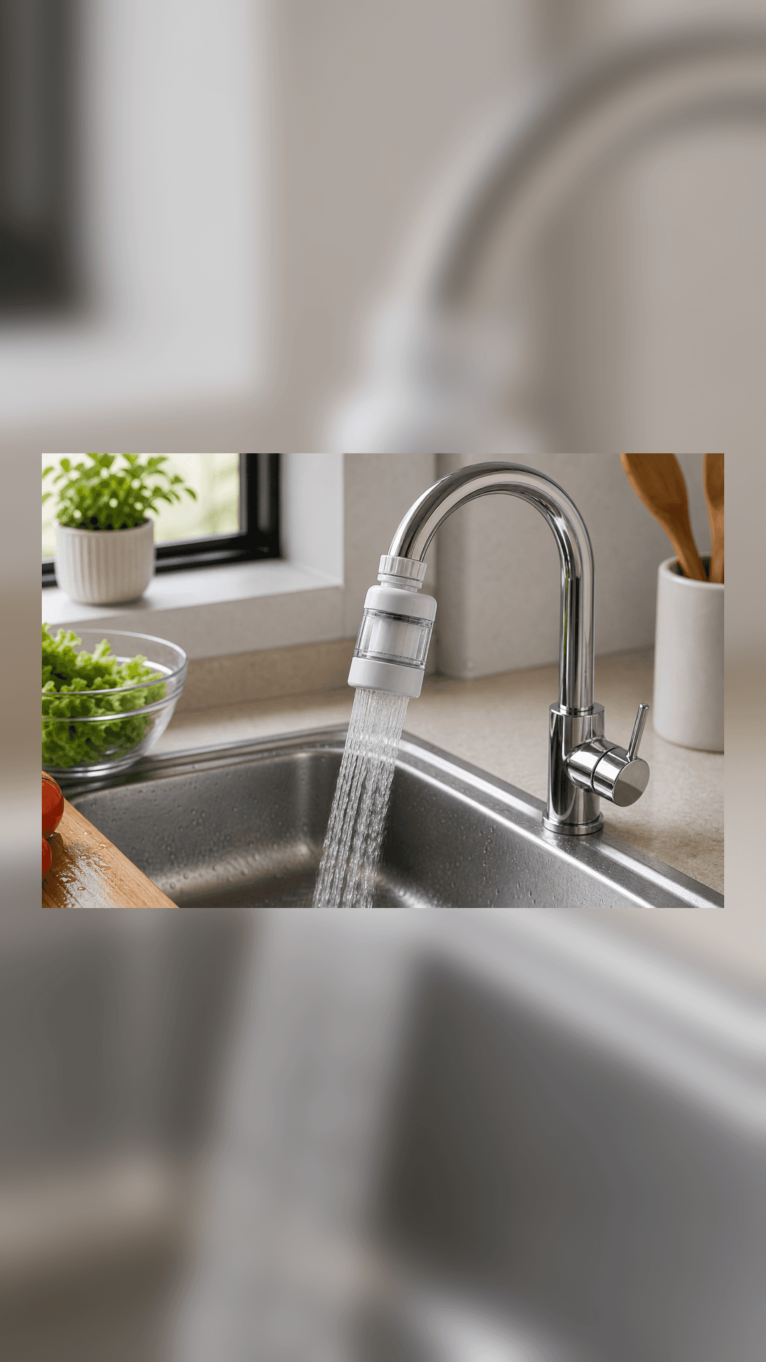 Filtro Ajustável para Torneira de Cozinha em contexto de uso