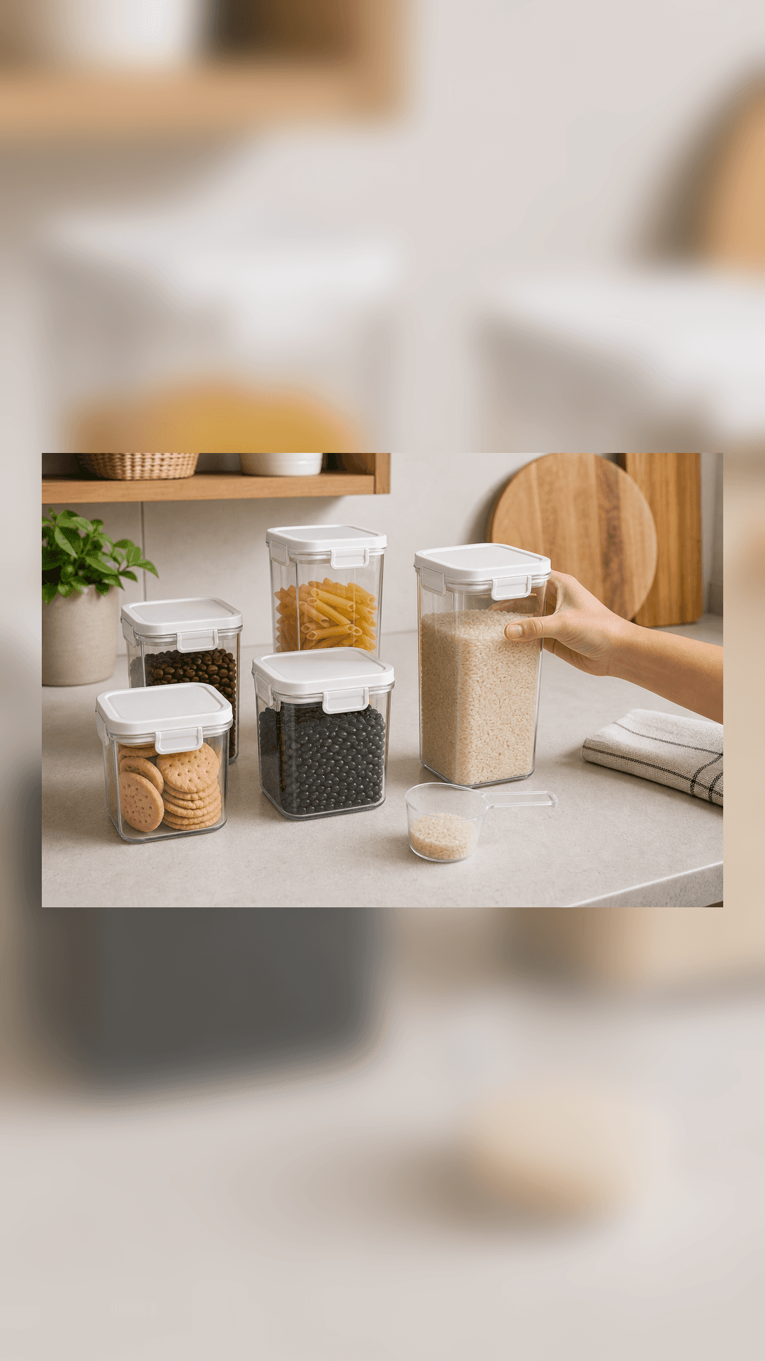 Kit de Potes Herméticos Organizadores em contexto de uso