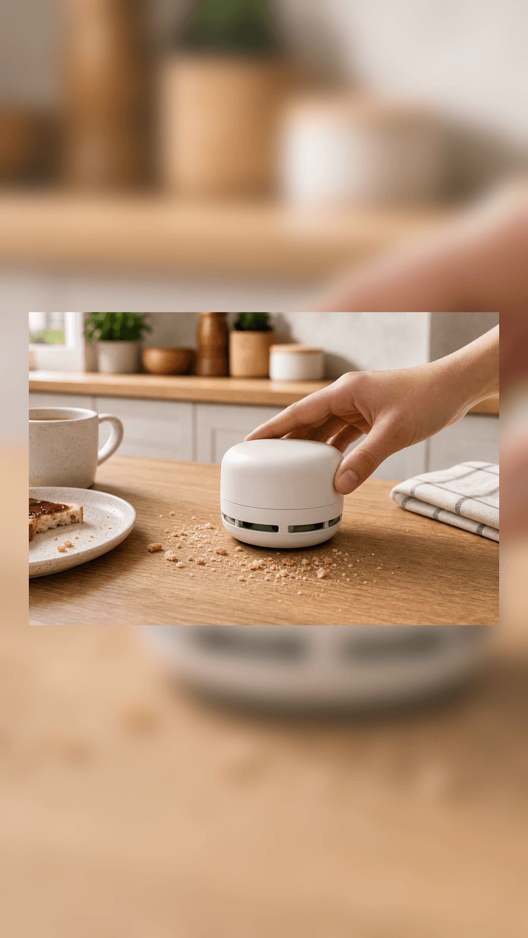Mini Aspirador de Mesa para Migalhas em contexto de uso