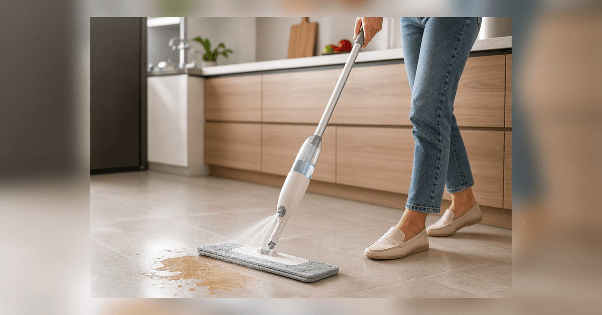 Mini Mop Compacto para Bancada e Pia demonstrado em uma bancada real