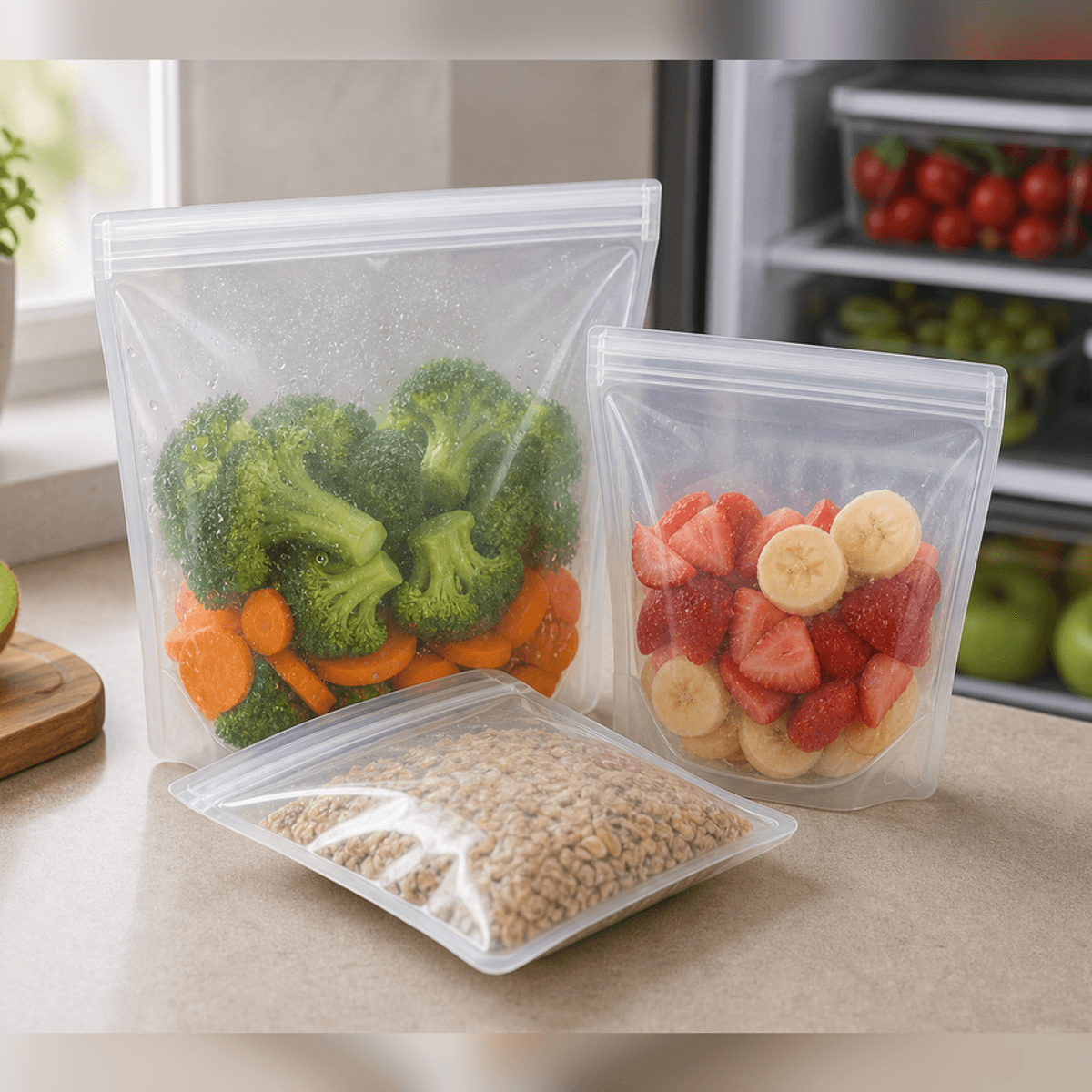 Sacos Zip Reutilizáveis para Alimentos