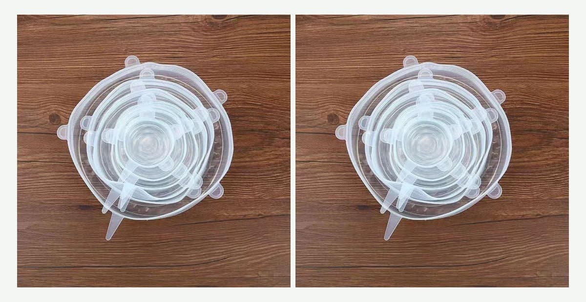 Kit Tampas de Silicone para Microondas com detalhe das peças