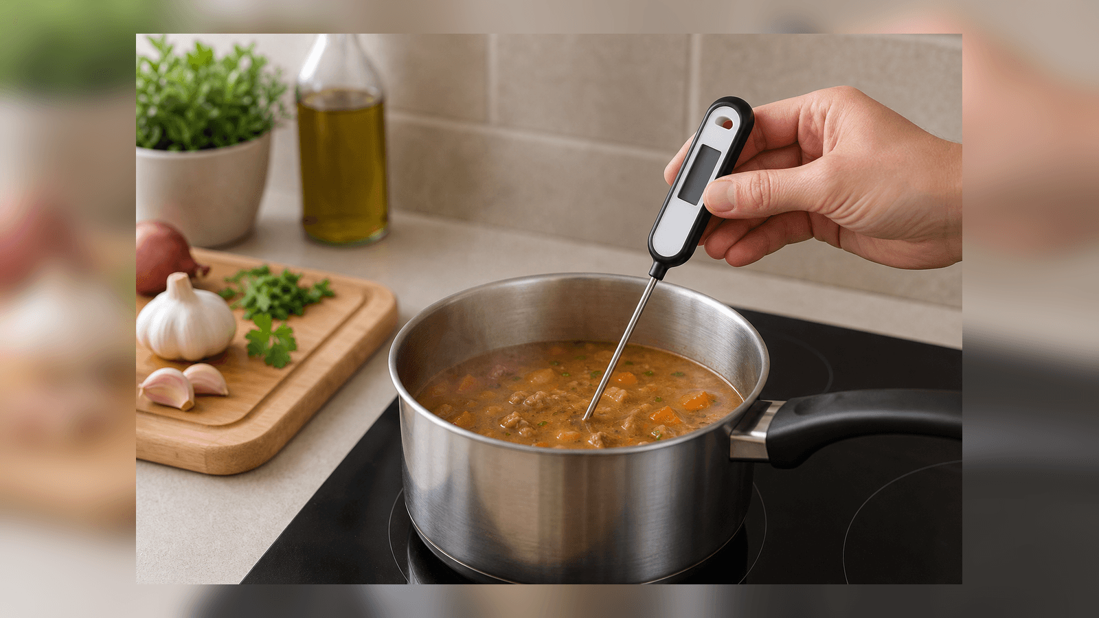 Termômetro Culinário Digital em uso
